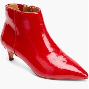 The Meredith Bootie Red Patent Leather Ankle Boots
